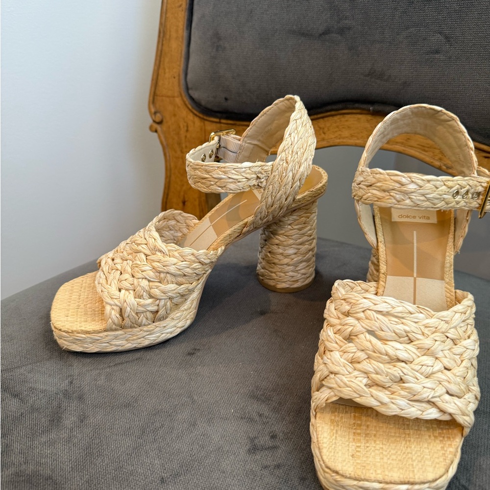 Dolce Vita Asher Braided Platform Heels - Lt Natural Raffia - Picture 3 of 8